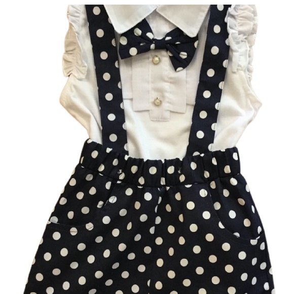 Polka Dots Overall Shorts -  2 Pcs - Set Size 3T - Picture 2 of 7